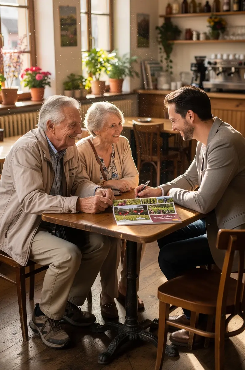 Infografik zeigt die einfache Struktur eines Reiseangebots mit Ticket, Unterkunft und Logistikservice.